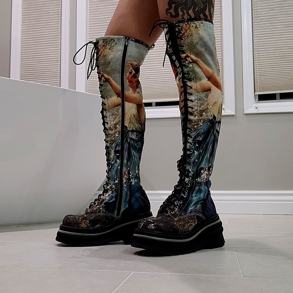 Jeffery Campbell Thigh High Platform Art Boots Size 7